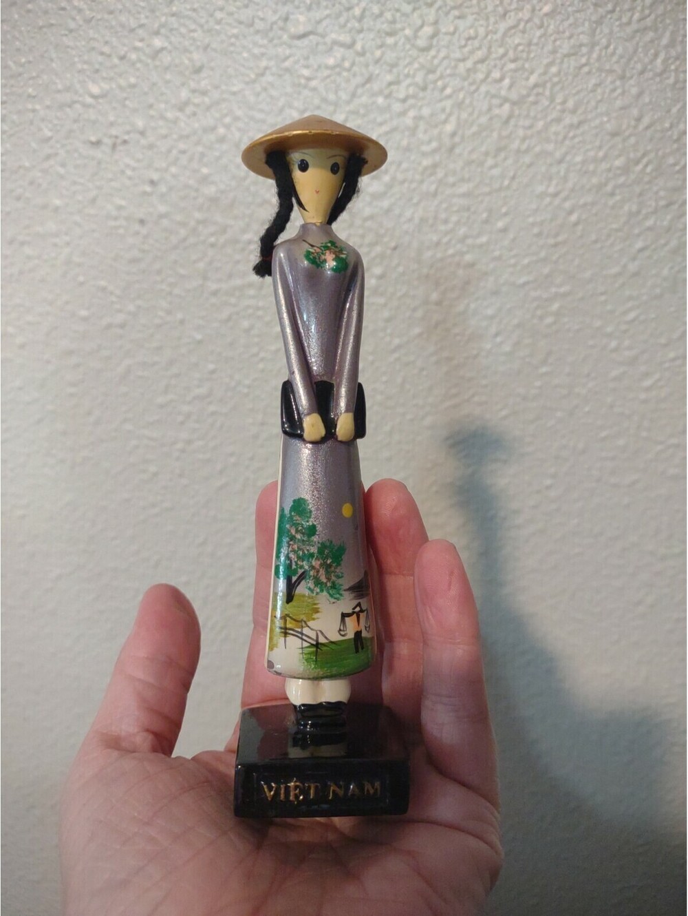 Vietnam Glass Girl Hand Painted Figurine 090